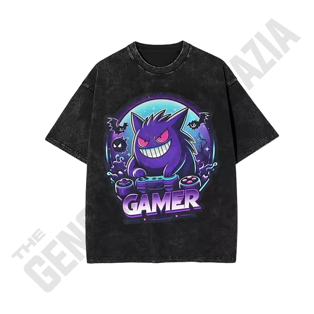 Gamer Ghost Print Gengar Short Sleeve T-Shirt