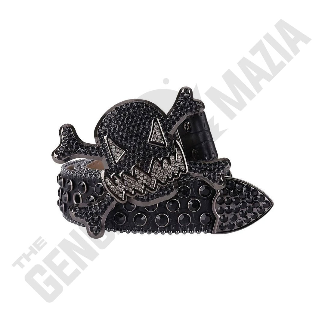 Gengar Metal Buckle All Black Rhinestone Belt