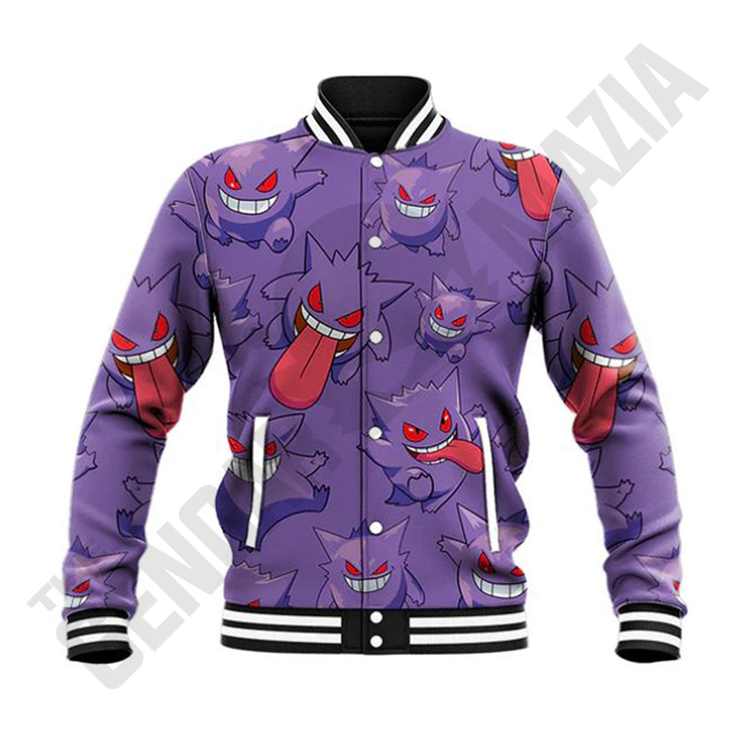 Baseball Gengar Pokemon Pattern Style Bomber Jacket