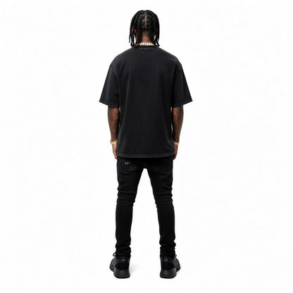 Shadow Phantom Streetwear Set Oversized Graphic Tee & Distressed Black Denim