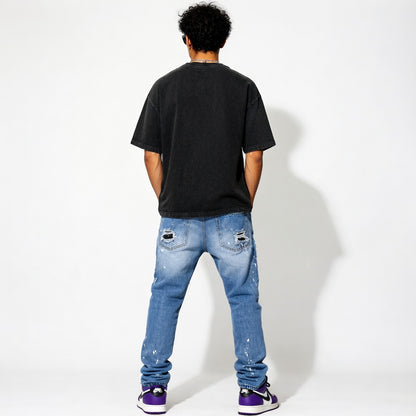 Ghost Gym Streetwear Set Oversized Graphic Tee & Distressed Denim Jeans