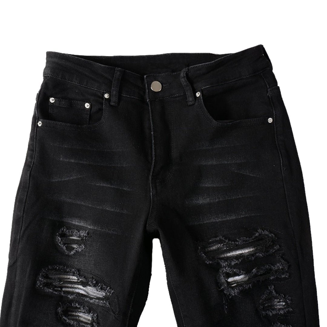 Men's Printed Patchwork Streetwear Denim Jeans