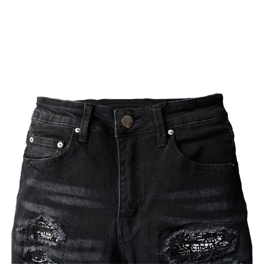 Men's Printed Patchwork Streetwear Denim Jeans