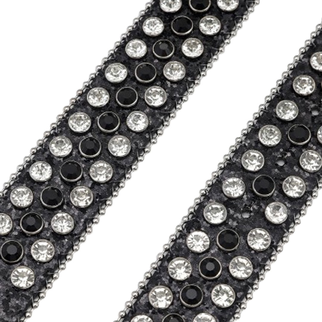 Gengar Metal Buckle Black Strap With Black & Crystal Studded Rhinestone Belt